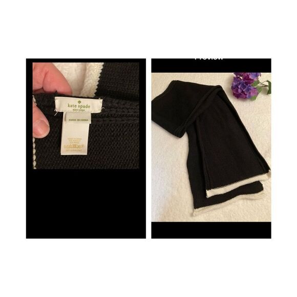Kate Spade Black Jersey Knit Scarf - Picture 2 of 10